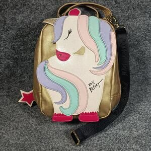 Betsey Johnson Unicorn Bag Women Faux Leather Purse Novelty Pastel Glitter